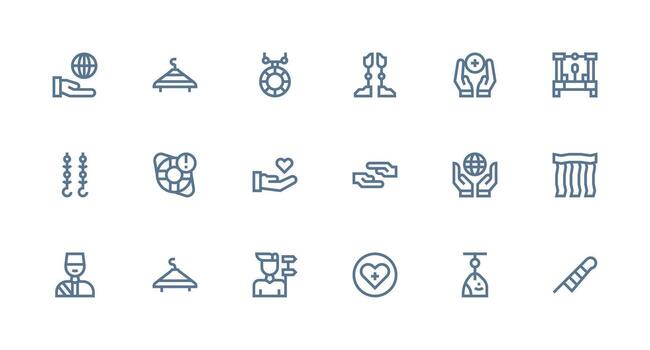 Support System featuring 18 Icons in Strong Stroke Line Design Complete Icon Set for Mobile Apps vector
