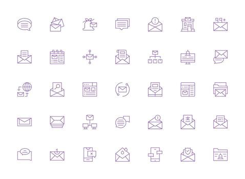 ligero línea íconos desde bandeja de entrada conjunto con 35 vectores personalizable icono serie para móvil pantallas