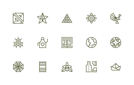 Pattern featuring 15 Icons in Regular Line Design Quick Access Icons for UI Development vector