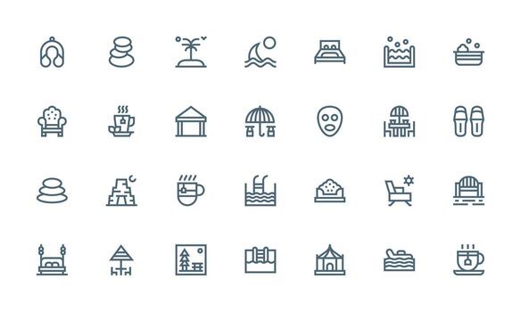 28 Icons for Relaxation in Bold Line Format Minimal Icon Set for Interface Projects vector