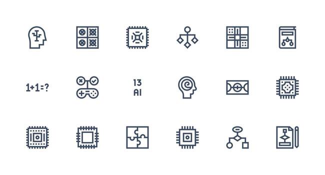 Logic Design Icons featuring 18 in Strong Stroke Line Style UI-Ready Icon Collection vector