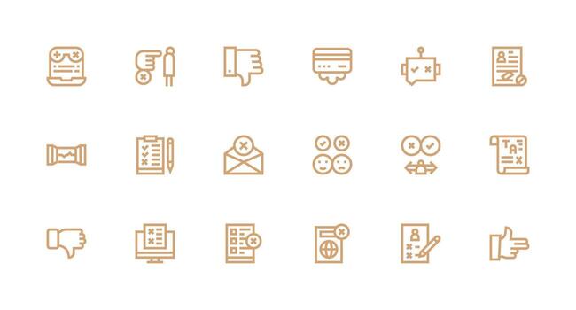 Rejection featuring 18 Icons in Strong Stroke Line Design Quick Access Icons for UI Development vector