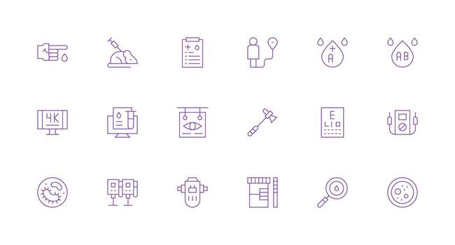 18 íconos para pruebas en mínimo línea formato escalable íconos para todas temas vector