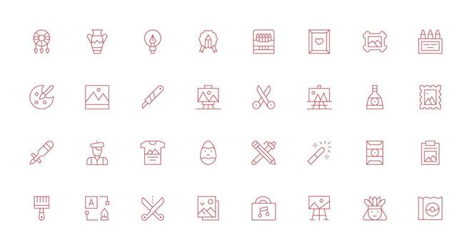32 Icons for Artwork in Thin Line Format Multi-Purpose Icon Pack for Templates vector