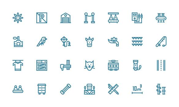 Line Icon Set with 28 Bold Line Graphics Complete Icon Set for Mobile Apps vector