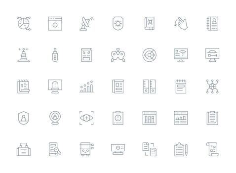 datos visual paquete conteniendo 35 ligero línea íconos bien estructurado íconos para creativo utilizar vector