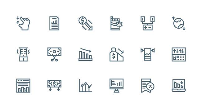 Strong Stroke Line Icons from Decrease Set with 18 Vectors Minimal Icon Set for Interface Projects