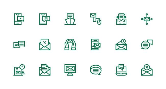 18 íconos para bandeja de entrada en fuerte carrera línea formato alta calidad icono paquete vector