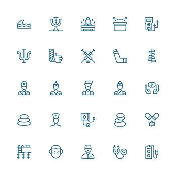 Therapy Icon Set with 25 Medium Stroke Outline Graphics Clean Icon Set Icon Pack for UI Projects vector