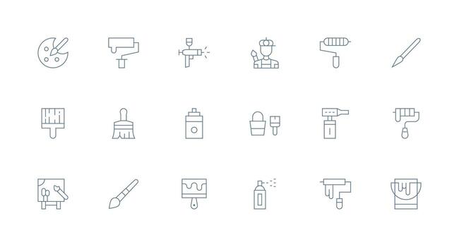 18 Icons for Paint in Minimal Line Format Multi-Style Icons for Creative Projects vector