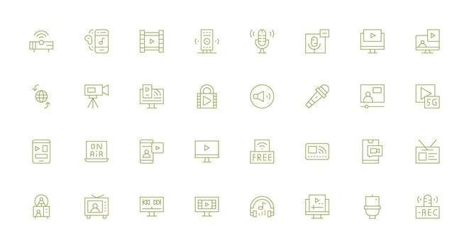 Thin Line Icons from Streaming Set with 32 Vectors Reliable Icons for All Interfaces