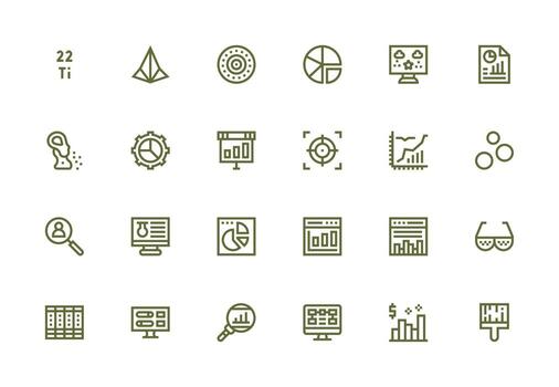 Data Visualization Set with 24 Thick Line Line Icons Web and App Icon Pack Collection vector