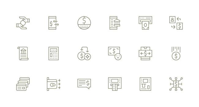 18 retirada íconos en mínimo línea estético limpiar icono colección para web utilizar vector