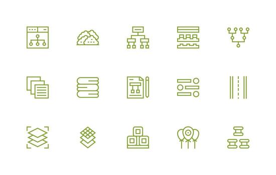 15 Regular Line Icons for Grouping Graphics Digital Icon Collection vector