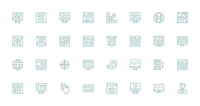 32 Thin Line Vectors for Web Design Theme Interface Icon Collection for Daily Projects