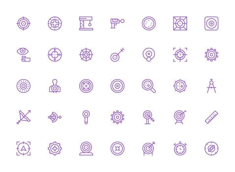 Accuracy Visual Pack containing 35 Regular Clean Line Icons UI-Ready Icon Collection vector