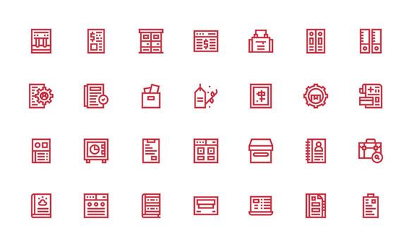 28 íconos para registros en negrita línea formato escalable íconos para multiplataforma interfaces vector
