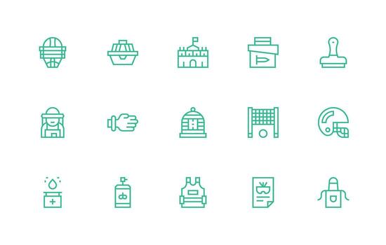 Protective Icon Set with 15 Regular Line Graphics Creative Icon Set vector