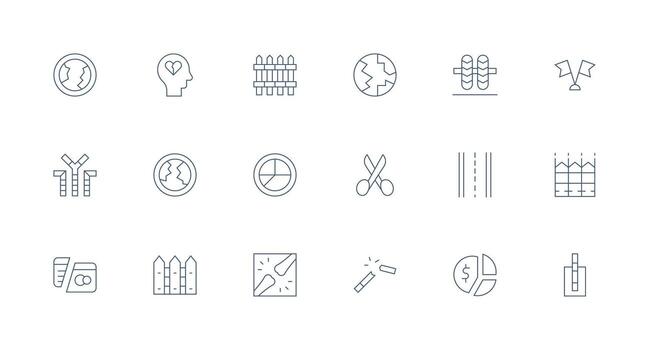 Split Icon Set with 18 Minimal Line Graphics Customizable Icon Series for Mobile Screens vector