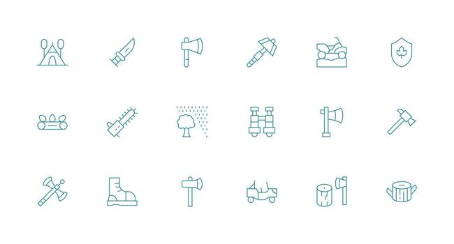 mínimo línea íconos desde silvicultura conjunto con 18 vectores básico icono serie