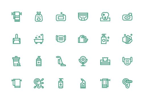 Thick Line Line Icons from Hygiene Set with 24 Vectors Core Icon Collection for Daily Tasks