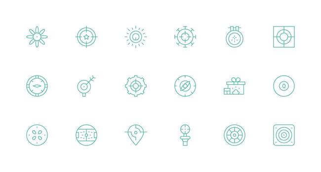 18 íconos para centrar en mínimo línea formato de uso múltiple icono diseño paquete vector
