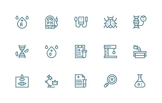 regular línea íconos desde pruebas conjunto con 15 vectores todas dispositivo compatible icono conjunto