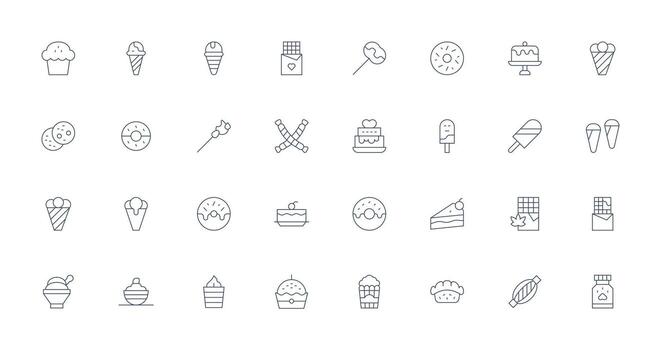Treat Icon Collection with 32 Thin Line Designs UI and UX Focused Icon Collection vector