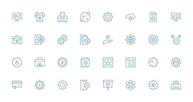 personalización incluso 32 Delgado línea ilustraciones esencial íconos para rápido ui edificio vector