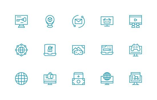 Regular Line Icons from Virtual Set with 15 Vectors Creative Icon Set