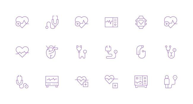 Pulse Design Icons featuring 18 in Minimal Line Style Icon Pack for Various Themes vector