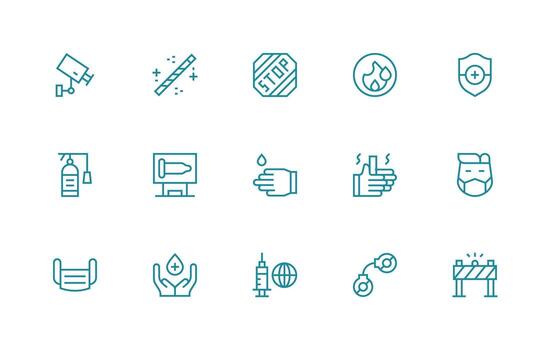 15 Regular Line Designs for Prevention Icons Scalable Icons for All Themes vector