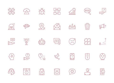 problema diseño íconos presentando 35 en ligero línea estilo bien estructurado íconos para creativo utilizar vector