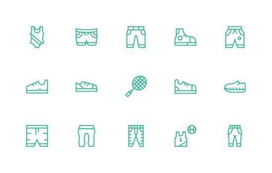 Activewear Set with 15 Regular Line Icons Multi-Style Icons for Creative Projects vector