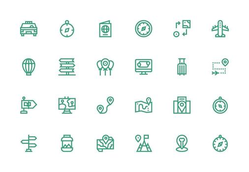 24 Icons for Journey in Thick Line Line Format Design Ready Icon Set for Teams vector