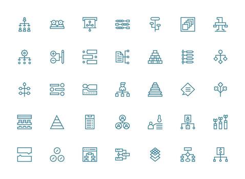 Hierarchy Design Icons featuring 35 in Regular Clean Line Style Clean Icon Set Icon Pack for UI Projects vector