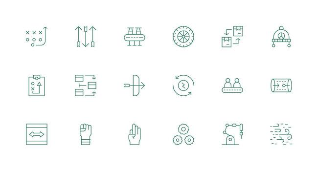 Movement Icon Set with 18 Minimal Line Graphics Pixel Perfect Icons for Modern Apps vector