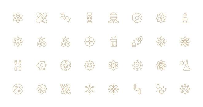 32 Icons for Molecule in Thin Line Format Organized Pack for Project Assets vector