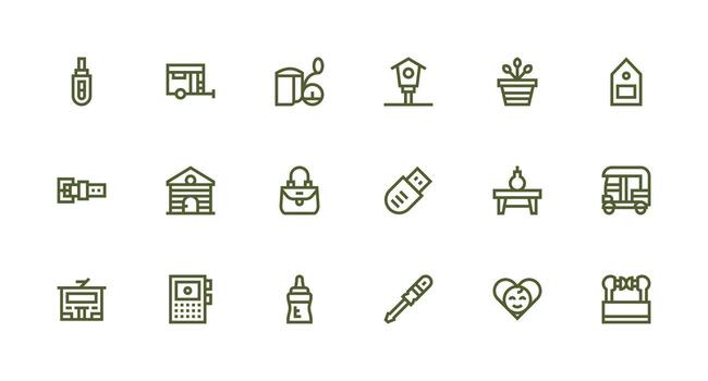Small Design Icons featuring 18 in Strong Stroke Line Style Customizable Icon Series for Mobile Screens vector