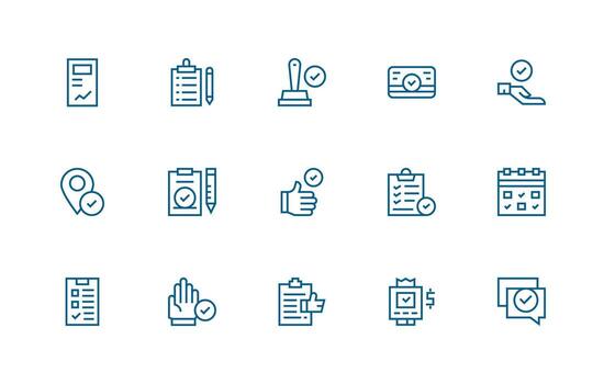15 regular línea íconos para garrapata gráficos sencillo íconos para interfaz y wireframes vector
