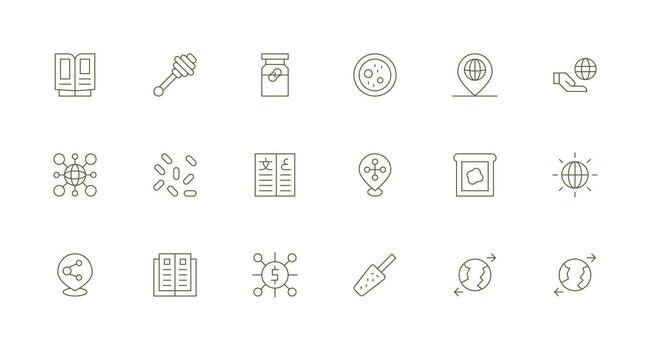 untado icono conjunto con 18 mínimo línea gráficos esencial icono conjunto para equipos vector