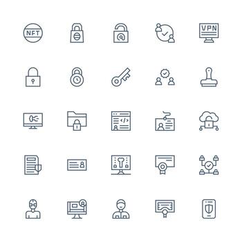 25 Medium Stroke Outline Icons for Authentication Graphics Layout Icon Collection vector