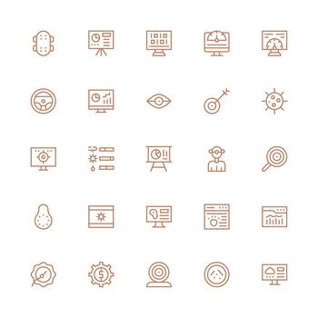 25 íconos para tablero en medio carrera contorno formato de múltiples fines icono paquete para plantillas vector