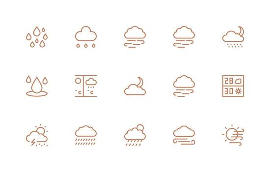 Cloudy featuring 15 Icons in Regular Line Design App Icon Pack vector