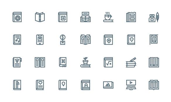 28 Bold Line Style Icons from Book Collection Minimal Icon Set for Interface Projects vector