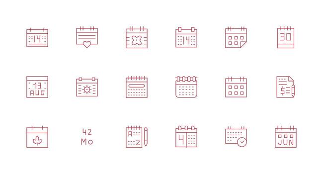Date Icon Collection with 18 Minimal Line Designs Balanced Icon Set for Functional Design vector