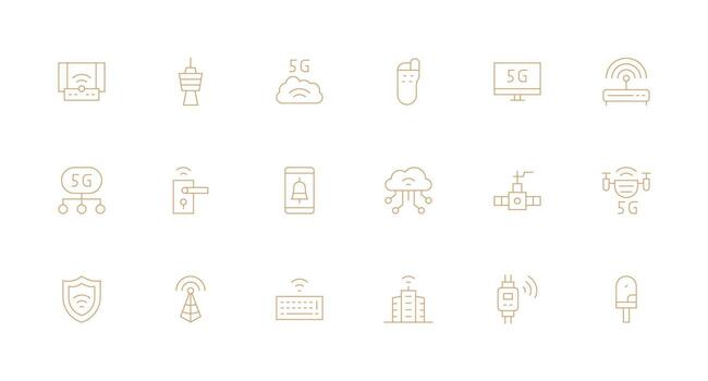 inalámbrico presentando 18 íconos en mínimo línea diseño organizado icono paquete para rápido acceso vector