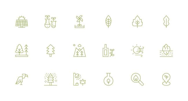 Environment Design Icons featuring 18 in Minimal Line Style Icon Set for Web vector