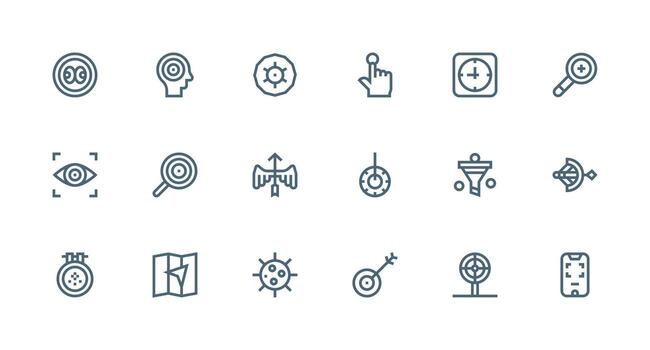 18 Strong Stroke Line Style Icons from Target Collection Fully Editable Icon Set for Web vector