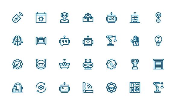 Automation Icon Set with 28 Bold Line Graphics Full Icon Library for UI Designers vector